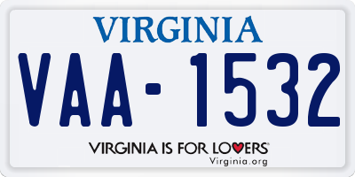 VA license plate VAA1532