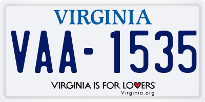 VA license plate VAA1535