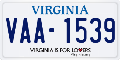 VA license plate VAA1539