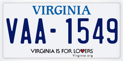 VA license plate VAA1549