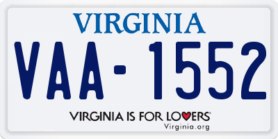 VA license plate VAA1552