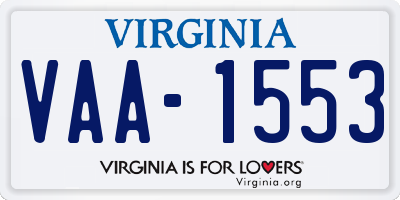 VA license plate VAA1553