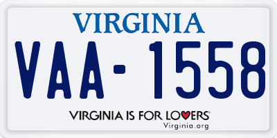 VA license plate VAA1558