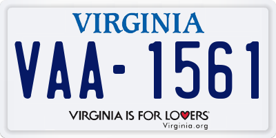 VA license plate VAA1561