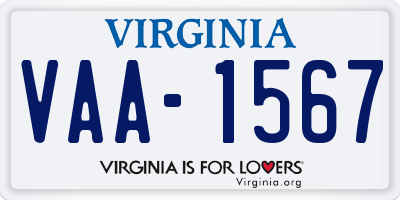 VA license plate VAA1567