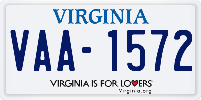 VA license plate VAA1572