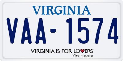 VA license plate VAA1574