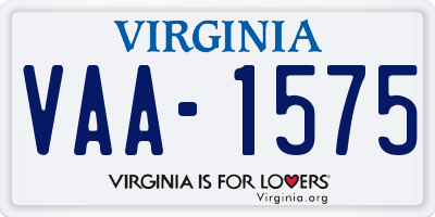 VA license plate VAA1575