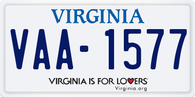 VA license plate VAA1577