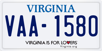 VA license plate VAA1580