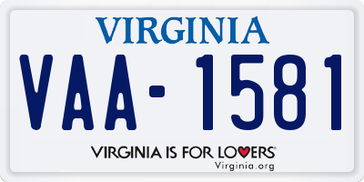 VA license plate VAA1581