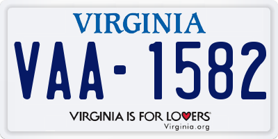 VA license plate VAA1582