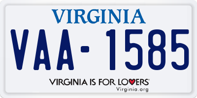 VA license plate VAA1585