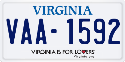 VA license plate VAA1592