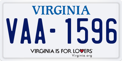 VA license plate VAA1596