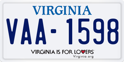 VA license plate VAA1598