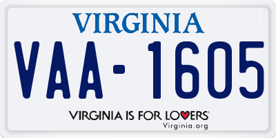 VA license plate VAA1605