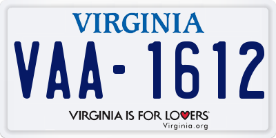 VA license plate VAA1612