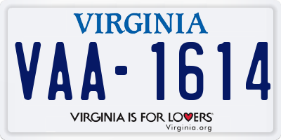 VA license plate VAA1614