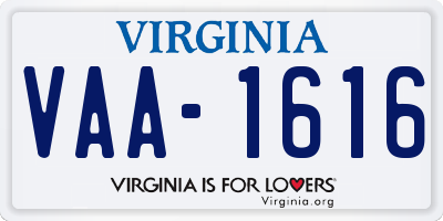 VA license plate VAA1616