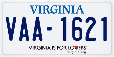 VA license plate VAA1621