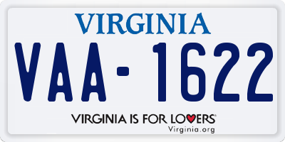 VA license plate VAA1622