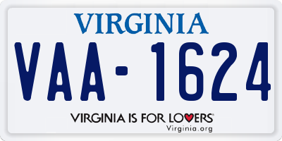 VA license plate VAA1624