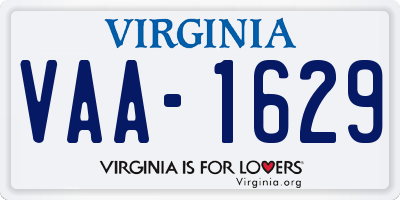 VA license plate VAA1629