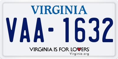 VA license plate VAA1632