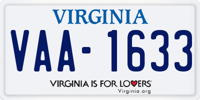 VA license plate VAA1633