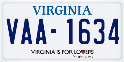 VA license plate VAA1634