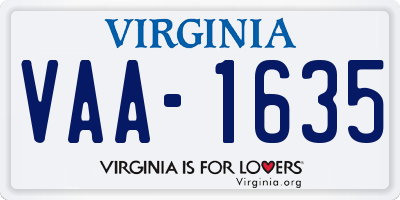 VA license plate VAA1635