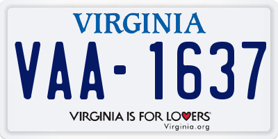 VA license plate VAA1637