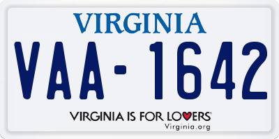 VA license plate VAA1642