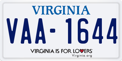 VA license plate VAA1644