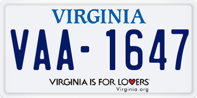 VA license plate VAA1647