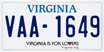 VA license plate VAA1649