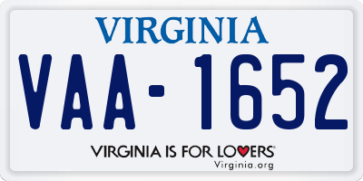 VA license plate VAA1652