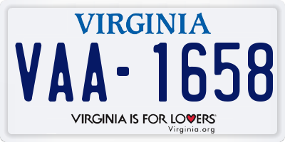 VA license plate VAA1658