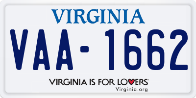VA license plate VAA1662