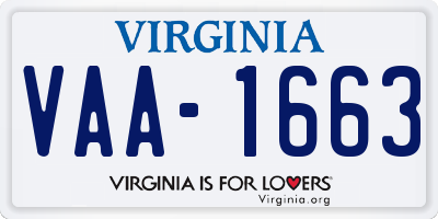 VA license plate VAA1663