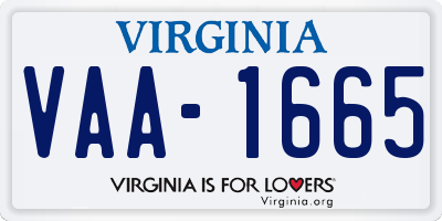 VA license plate VAA1665