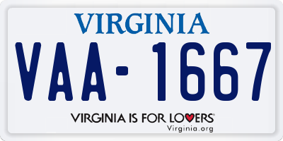 VA license plate VAA1667