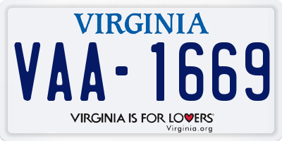 VA license plate VAA1669
