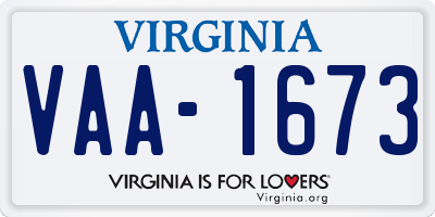 VA license plate VAA1673