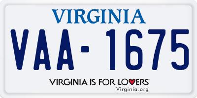 VA license plate VAA1675