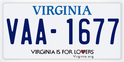 VA license plate VAA1677