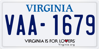 VA license plate VAA1679