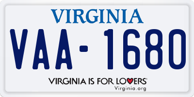 VA license plate VAA1680