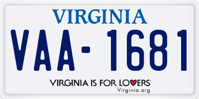 VA license plate VAA1681